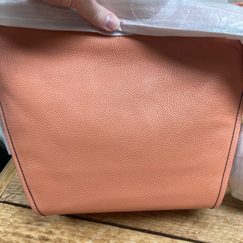 New Coach Purse Coral Pebbled Leather Shoulder Bag Crossbody - Picture 8 of 12